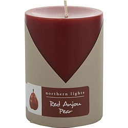 RED ANJOU PEAR by Northern Lights - ONE 3X4 INCH PILLAR CANDLE.  BURNS APPROX.