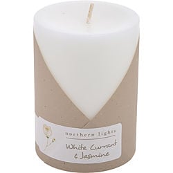 WHITE CURRANT & JASMINE by Northern Lights - ONE 3X4 INCH PILLAR CANDLE.  BURNS APPROX.