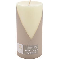 WHITE CURRANT & JASMINE by Northern Lights - ONE 3X6 INCH PILLAR CANDLE.  BURNS APPROX.