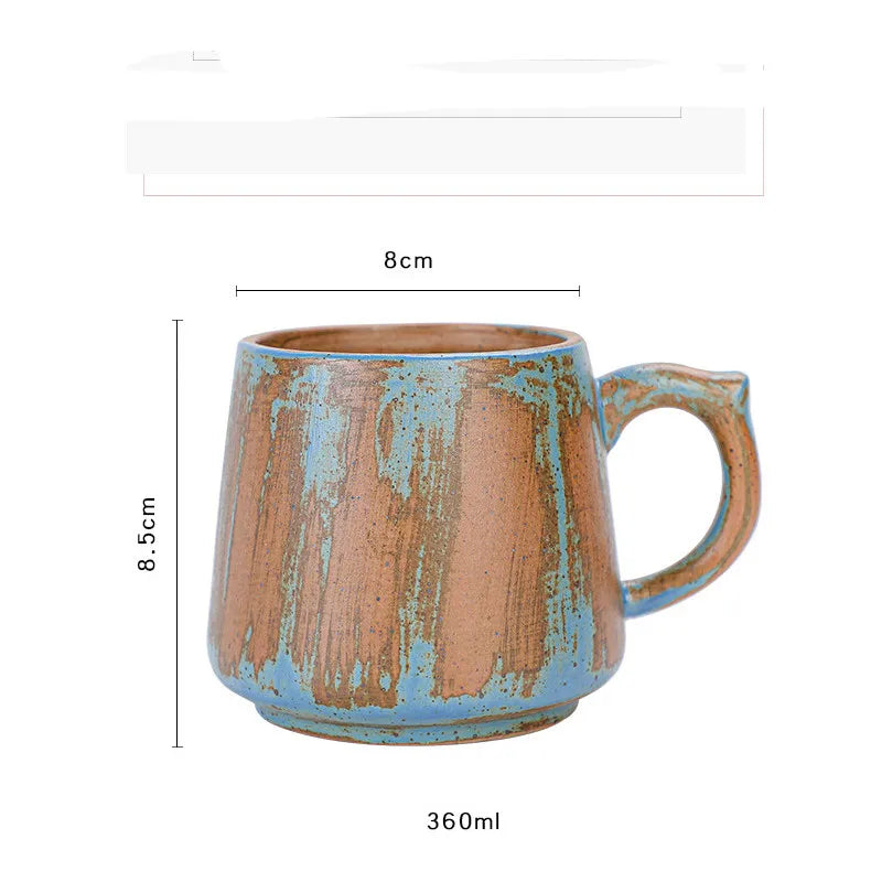 Painted Ceramic Coffee Mug Handmade Retro Tea Mug Japanese Coarse Pottery Coffee Cup Creative Household Water Cup