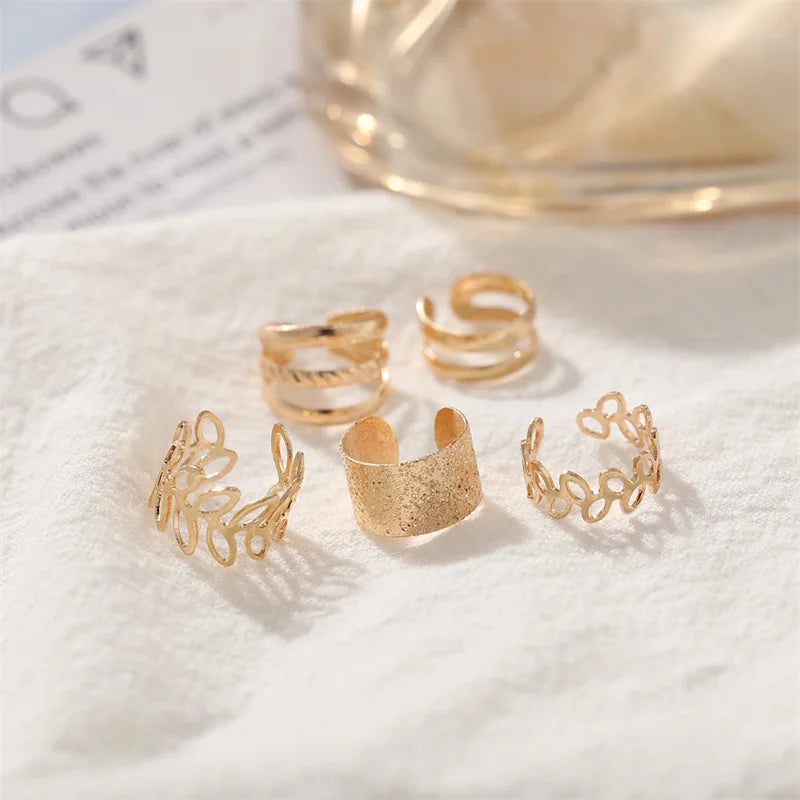Silver Color Leaves Clip Earrings for Women Men Creative Simple C Ear Cuff Non-Piercing Ear Ear Clip Set Trend Jewelry Gift