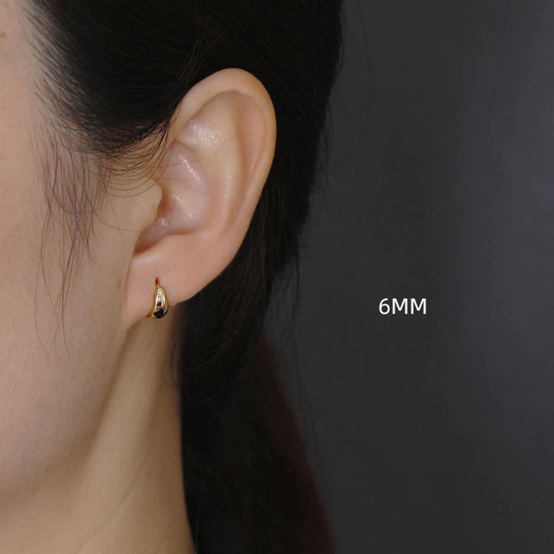 WANTME 925 Sterling Silver Simple Wide Huggies Gothic Hoop Earrings for Women European Unisex Piercing Rock Jewelry Ear Buckles
