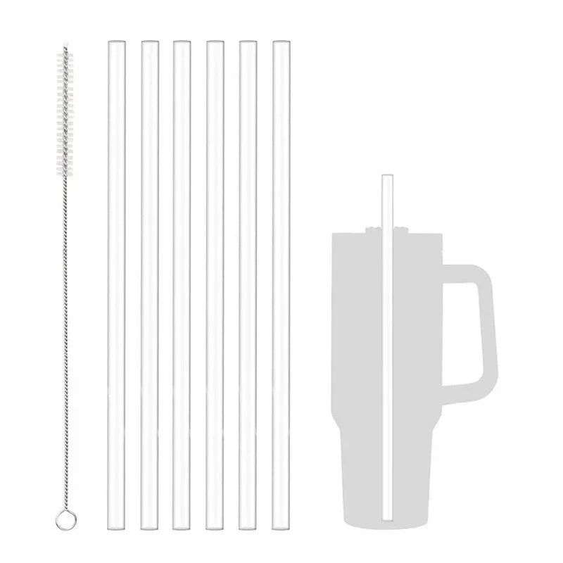 Replacement Straw Compatible with Stanley 20 oz 30 oz 40 oz Cup Tumbler, 6 Pack Reusable Straws with Cleaning Brush