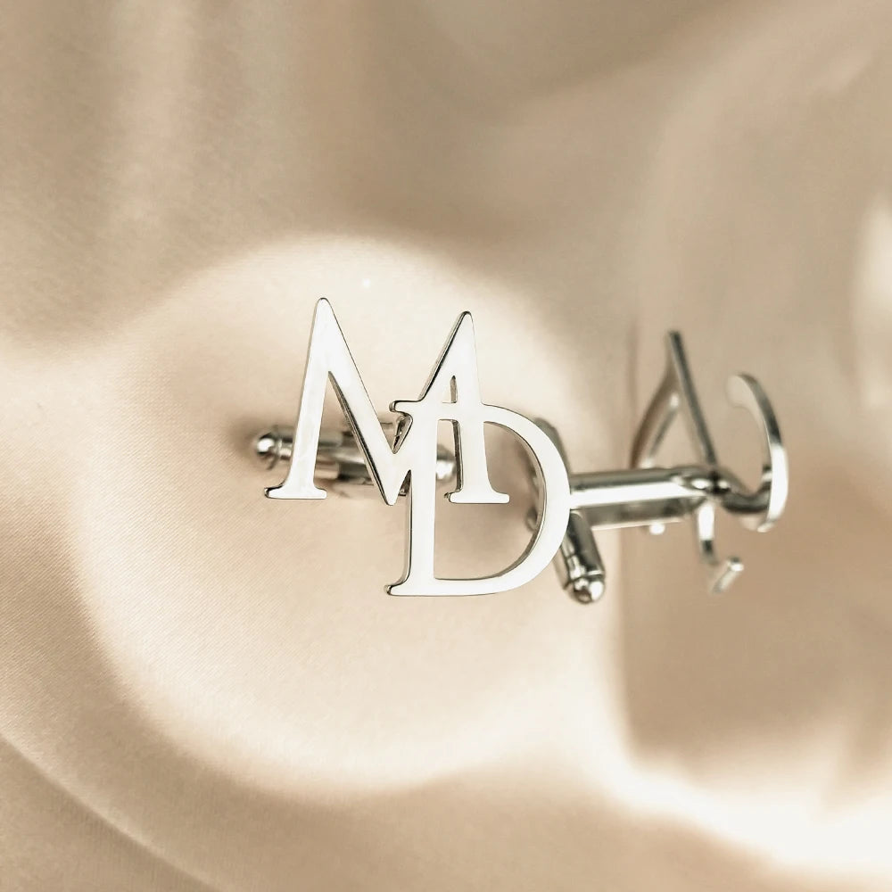 Tangula Custom Cufflinks for Groom Stainless Steel Men's Initials Cufflinks Personalized Wedding Best Man Jewelry Gift