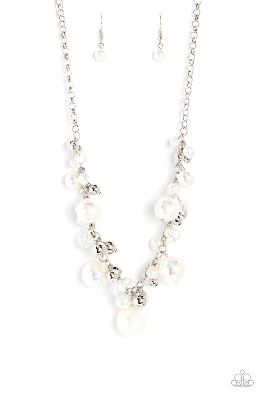 Scratched Shimmer - White Necklace