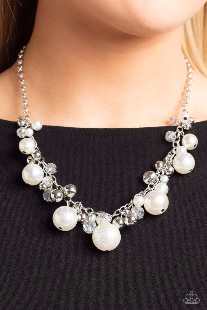 Scratched Shimmer - White Necklace