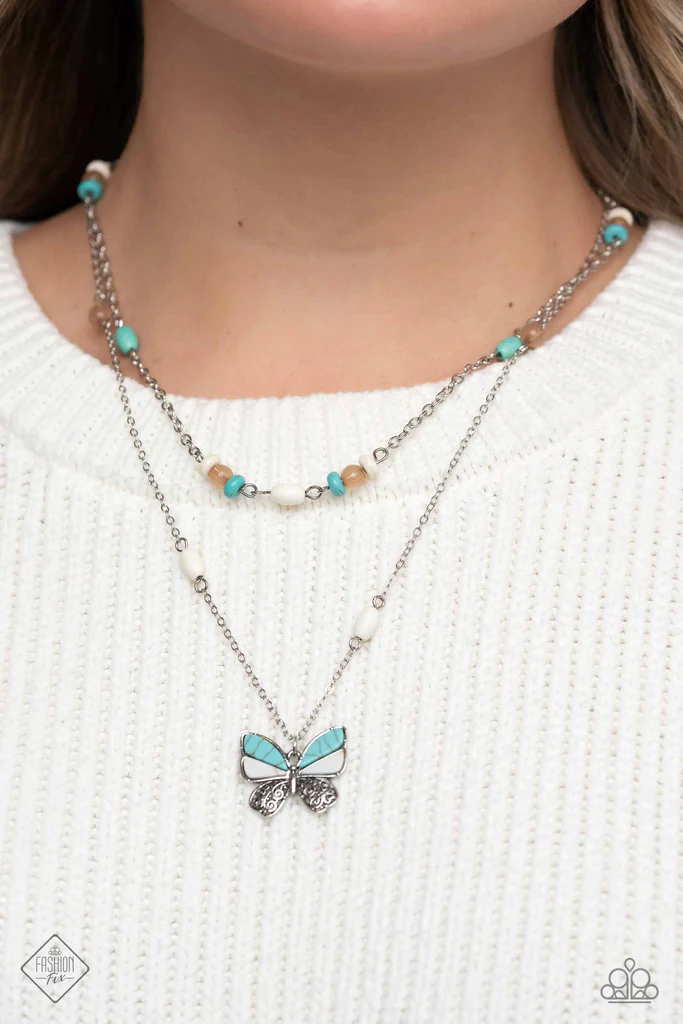 Free-Spirited Flutter - Blue Necklace