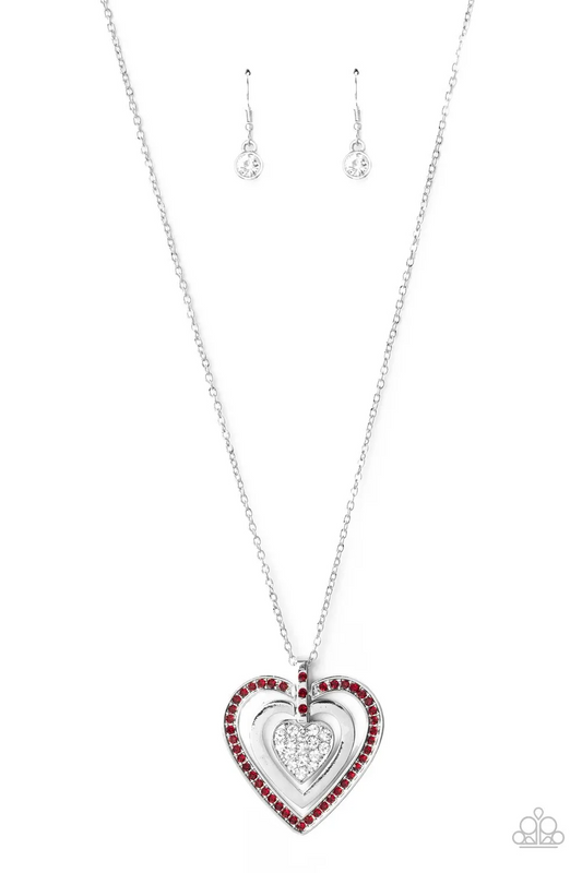 Bless Your Heart -Red/Silver Necklace