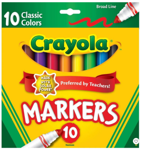NEW Crayola Classic Colors Broad Line 10 Markers