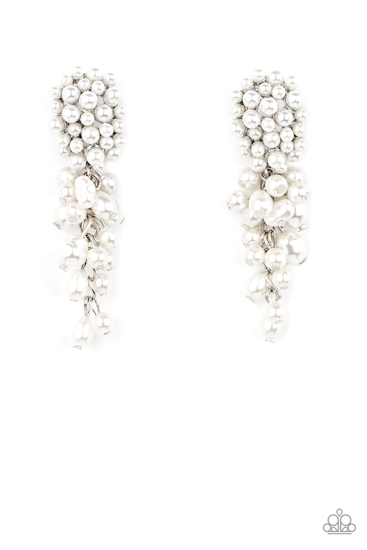 Fabulously Flattering - White Pearl Earrings