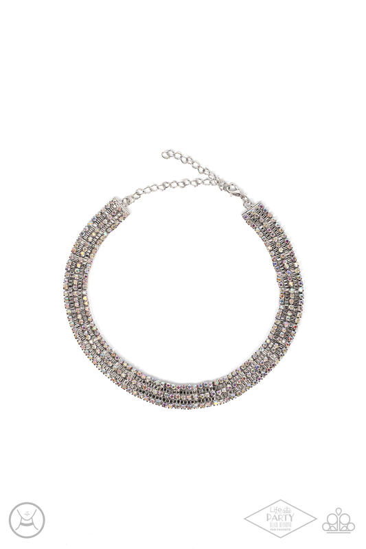 Full Reign - Iridescent Silver Choker Necklace