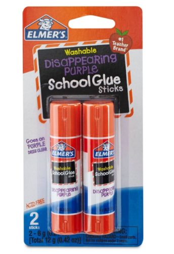 Elmer's Disappearing Purple School Glue Sticks 0.21 oz, 2 ea